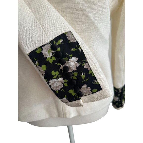 DOLCE & GABBANA Cream Floral Rose Buttoned Blazer Size IT 44 - Picture 7 of 11